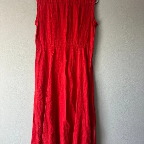 Enough About Me 100% Linen Red Maxi Dress Sleeveless Women’s 8 Made In Belarus - Picture 5 of 9